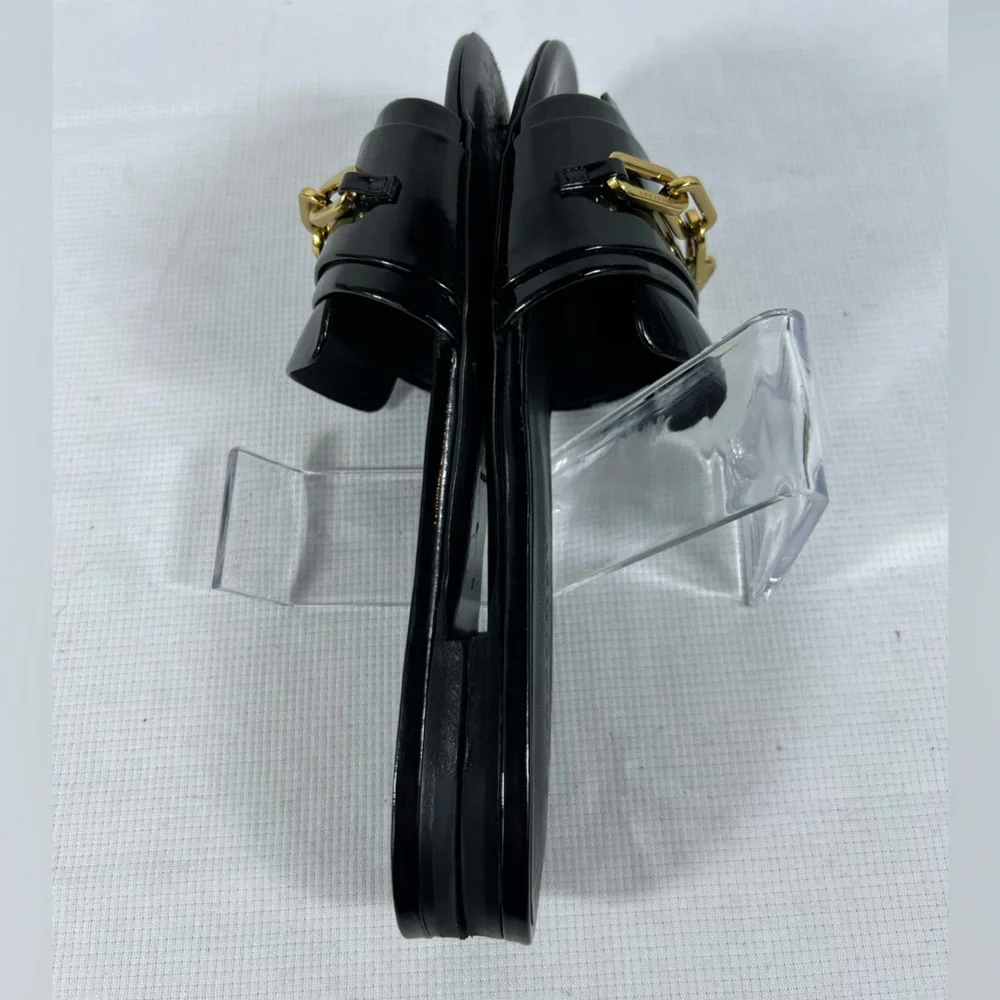 Burberry Coleford Black Patent Leather Chain Sandals EU 37